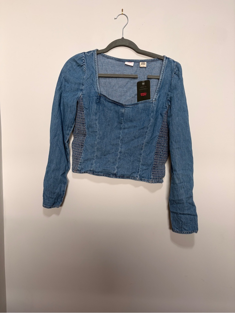Levi’s Denim Square-Neck Long Sleeve Top - Blue